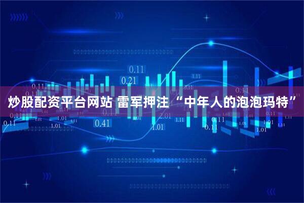 炒股配资平台网站 雷军押注 “中年人的泡泡玛特”